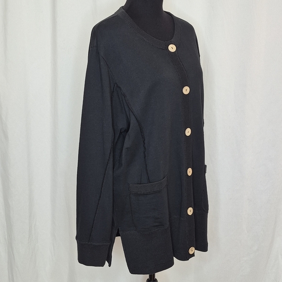Wild Palms Black 100% Cotton Button-Down Cardigan - Size XL - Picture 3 of 11